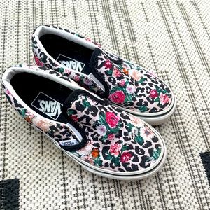 Toddler girls Vans classic slip ons size 12. GUC. Cheetah floral print.